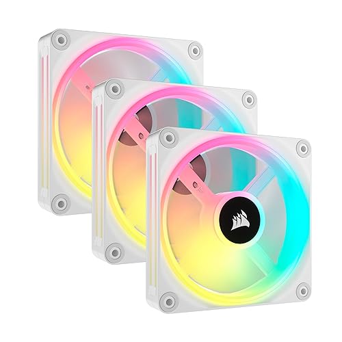 Corsair iCUE LINK QX120 RGB 120mm Magnetic Dome RGB Fans - Triple Fan Starter Kit with iCUE LINK System Hub - White Triple (120mm) White