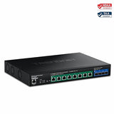 TRENDnet 12-Port 10G PoE++ Web Smart Switch, TPE-7124SBF, 720W PoE Power Budget, 8 x 10G PoE++ Ports, 4 x 10G SFP+ Ports, NDAA TAA Compliant, 1U 19 Rack Mountable, Lifetime Protection
