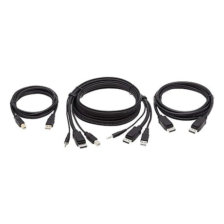 TRIPP LITE P783-006-DPU Tripp Lite DisplayPort KVM Cable Kit - DP, USB, 3.5 mm Audio (3xM/3xM) + USB (M/M) + DP (M/M), 4K, 6 ft., Black,