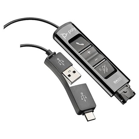 Poly - DA85 USB-A/USB-C digital adapter (Plantronics) - Works with Poly Call Center Quick Disconnect (QD) Headsets - Acoustic Hearing Protection -Works with Avaya, Genesys,&Cisco call center platforms