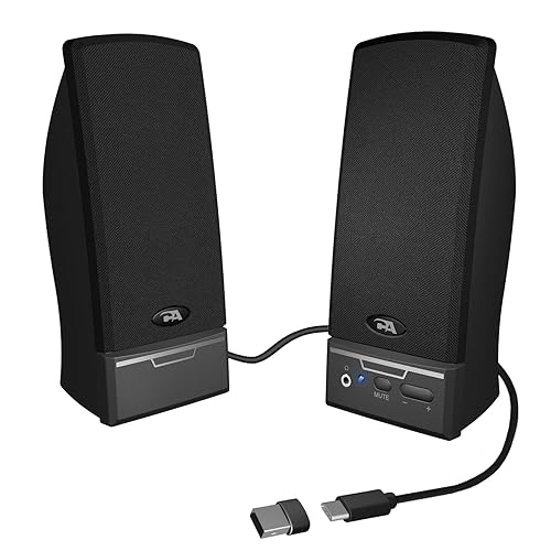 Cyber Acoustics USB 2.0 Speaker (CA-2014USB) - USB Powered 2.0 Desktop Computer Speakers, USB-C or USB-A Compatible