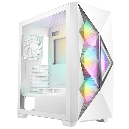Antec Dark League DF800 Flux White, Flux Platform, 5 x 120 mm Fans Included, ARGB & PWM Fan Controller, Tempered Glass Side Panel, Geometrical Mesh Front, Mid-Tower ATX Gaming Case
