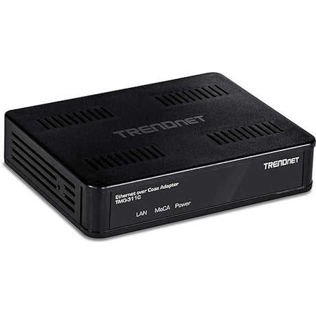 TRENDnet Ethernet Over Coax Adapter, Backward Compatible with MoCA 2.0, Gigabit LAN Port, Supports Net Throughput Up to 1Gbps, Supports Up to 16 Nodes On One Network, Black, TMO-311C Single Adapter MoCA 2.0