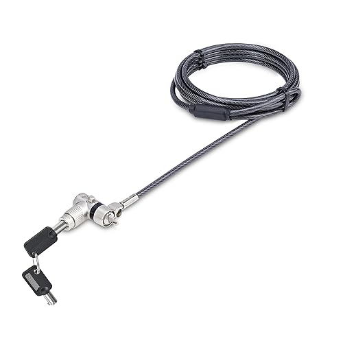 StarTech.com 3-in-1 Universal Laptop Lock 6.6ft (2m), Master Keyed Security Cable, Compatible with Noble Wedge/Nano/K-Slot