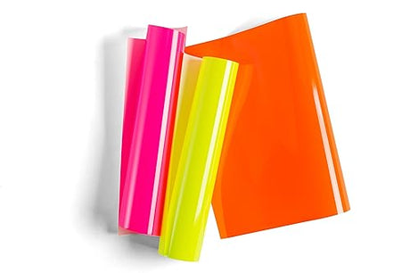 Cricut Everyday Iron On - 12” x 12" 3 Sheets - Includes Neon Pink, Yellow & Orange - HTV Vinyl for T-Shirts - Use with Cricut Explore Air 2/Maker - Glowsticks Sampler 12x12 Neon Glowstick