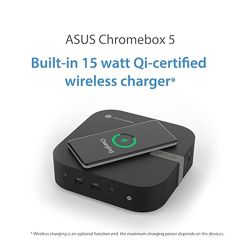 ASUS Chromebox 5 with Intel® Celeron 7305 Processor, 4GB Memory, M.2 128G NVMe SSD, Dual HDMI, one DP, Gigabit LAN, WiFi 6E, Thunderbolt ™ 4, Wireless Charger, VESA Mount,Black Celeron With Wireless Charging CHROMEBOX5-SC017UN-WC