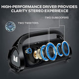 Monster Adventurer Max Boombox Bluetooth Speaker, IPX7 Waterproof Outdoor Speakers with Double Subwoofer, 100W Stereo Sound and Rich Bass, Wireless Speakers for Home, Party, Beach