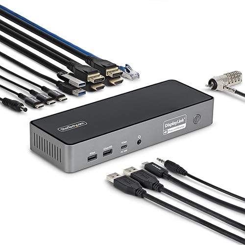 StarTech.com Triple-Monitor USB-C Docking Station, 140W Laptop Charging Dock for MacBook Pro and Windows, 4K 60Hz, TAA