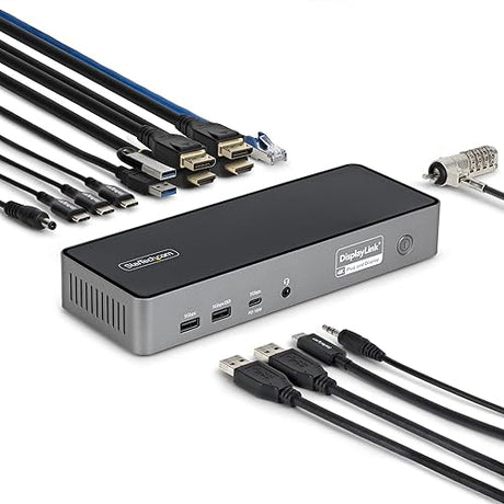 StarTech.com Triple-Monitor USB-C Docking Station, 140W Laptop Charging Dock for MacBook Pro and Windows, 4K 60Hz, TAA