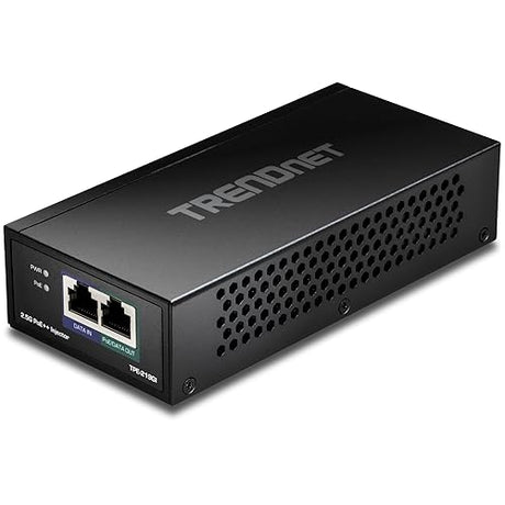 TRENDnet 2.5G PoE++ Injector, TPE-219GI, 90W PoE++, 30W PoE+, 15.4W PoE, IEEE 802.3 bt /802.3at/802.3af Compliant, Metal Housing, Up to 100m (328 ft.), Black 2.5G 90W