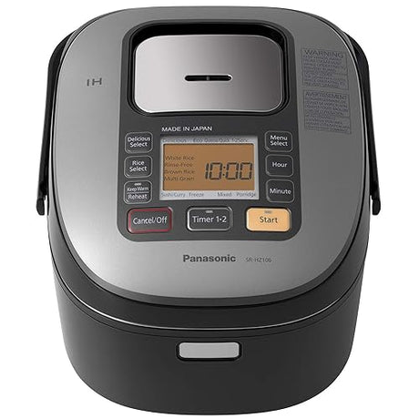 Panasonic 5 Cup (Uncooked) Japanese Rice Cooker with Induction Heating System and Pre-Programmed Cooking Options for Brown Rice, White Rice, and Porridge or Soup - 1.0 Liter - SR-HZ106 (Black)
