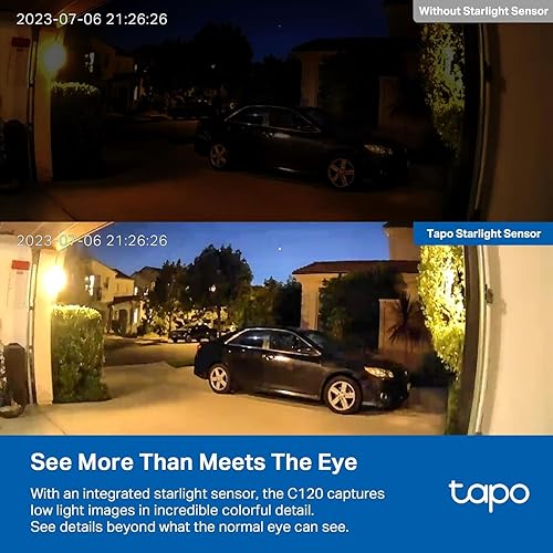TP-Link Tapo 2K QHD Security Camera, Indoor/Outdoor, 2024 PCMag Editor's Choice, Color Night Vision, Free Person/Pet/Vehicle Detection, Invisible IR Mode, SD Storage (Tapo C120) 2K QHD Indoor/Outdoor, Magnetic Base