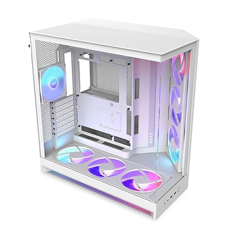NZXT H9 Flow RGB+ (2025) Dual-Chamber Mid-Tower Case w/RGB Fans & Controller - All White