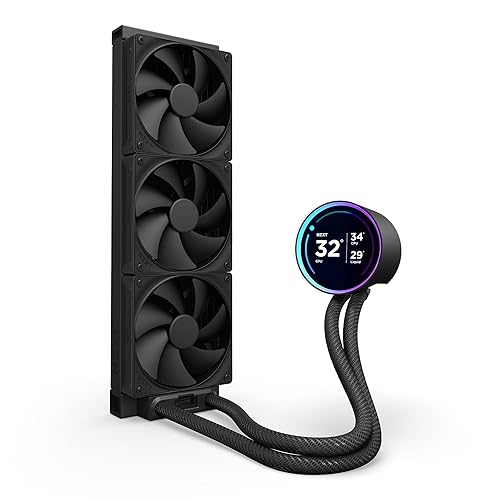 NZXT Kraken Elite 360 2024 - AIO CPU Liquid Cooler - 360mm Radiator - 3 x F120P Fans - Customizable 2.72 IPS LCD - NZXT Turbine Pump - AMD® AM5, AM4 - Intel® LGA 1851/1700, 1200/115X - Black Black 360mm Radiator Kraken Elite 2024