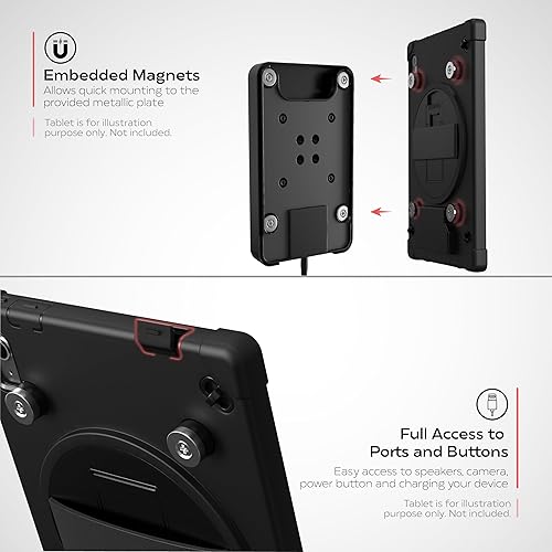 Wireless Charging Magnetic Case – CTA Digital Wireless Tablet Case and Docking Station Metal Wall Mount and Plate with Magnets for iPad 10th Gen. 10.9-inch - Black (PAD-ICCWALL109)