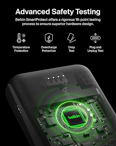 Belkin Portable Charger, Portable Power Bank with Integrated Cable 10000 mAh 20W - Fast Charge USB C Power Delivery, iPhone Charger - iPhone 16 Series, iPad Pro, Galaxy S25, & More - Blue Blue 10K mAh UCB-C