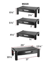 Kantek Single Level Extra Wide Adjustable Monitor/Laptop Stand with Drawer (MS520) Wide Single Level with Drawer