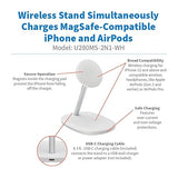 Eaton Tripp Lite Series Wireless Charger Stand, 20W Magnetic Charging Stand, MagSafe MFi Charging for Apple iPhone & AirPods, Adjustable Stand, 3ft Cable, White, 1-Year Warranty (U280MS-2N1-WH) Charging Stand White