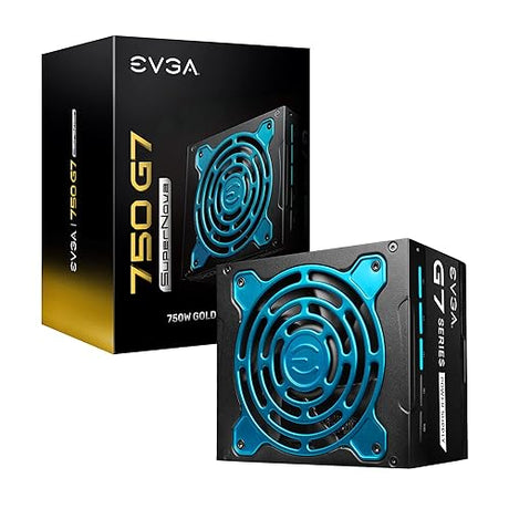 EVGA Supernova 750 G7, 80 Plus Gold 750W, Fully Modular, Eco Mode with FDB Fan, 10 Year Warranty, Includes Power ON Self Tester, Compact 130mm Size, Power Supply 220-G7-0750-X1