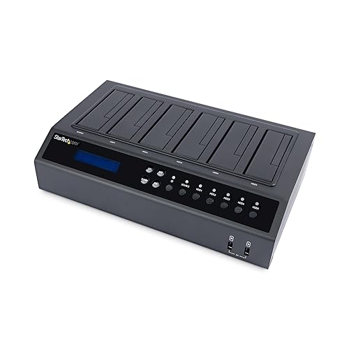 StarTech.com 6-Bay Hard Drive Duplicator/Eraser, Standalone 1:5 HDD/SSD Cloner/Copier, USB 3.0/eSATA to SATA Docking Station, Disk Sanitizer/Wiper, DOD Erasing, Cloning Toolless Device (SATDOCK5U3ER) 5 Bay