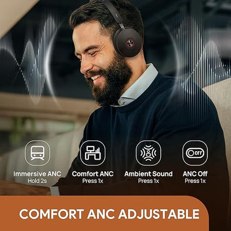 Yealink BH74 with Stand Active Noise Canceling Wireless Headset with Mic for Work, 6-mics Hybrid ANC Microsoft Teams Premium Open Of?ce Certified Headsets Bluetooth 5.3, up to 32h Talk, UC Compatible Black (Uc) BH74+Stand (USB-C to A)