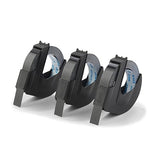 DYMO Self-Adhesive Embossing Labels, White Print on Black Tape, 3/8 x 9.8-Foot Rolls, 3 Pack