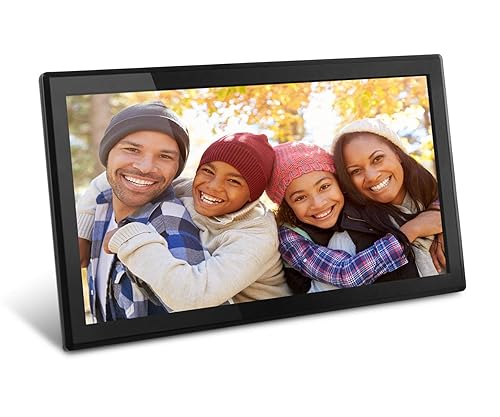 Aluratek 17.3 WiFi Digital Photo Frame with Touchscreen IPS LCD Display & 16GB Built-in Memory, Photo/Music/Video (AWS17F), Black 17