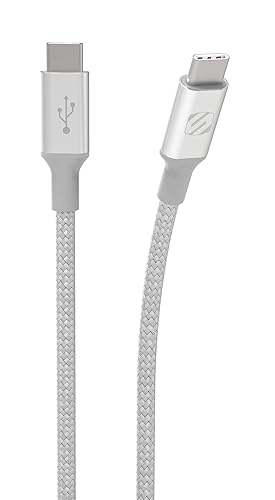 Scosche CCB10SR-SP Strikeline USB-C to USB-C Sync Braided Charging Cable, 10 feet, Silver Braided 10 Feet Silver