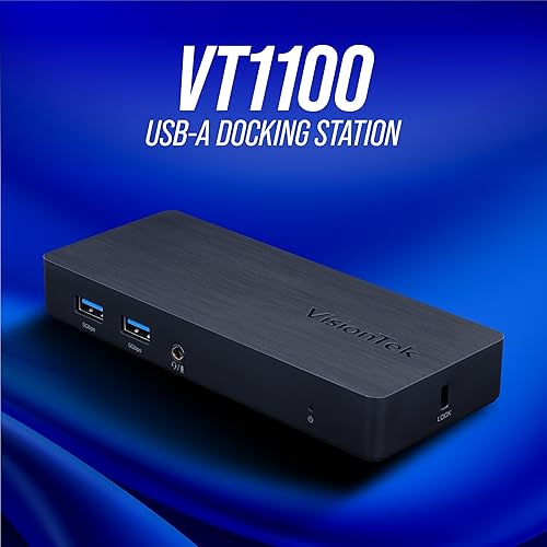 VisionTek VT1100 USB Docking Station - 1x HDMI, 1x DP, 1x VGA, 3X USB Ports, Audio, Ethernet for Windows