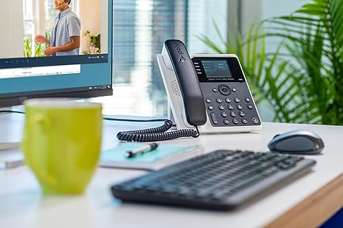 Poly Edge E220 IP Desk Phone (Plantronics + Polycom) – Designed for Common Areas – 4-line Keys for up to 16 Lines – Integrated Bluetooth for Mobile Phone & Headset Pairing – New Accessibility Options