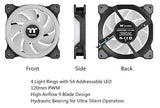 Thermaltake Riing Quad 140mm 16.8 Million RGB Color (Alexa, Razer Chroma) Software Enabled 4 Light Rings 54 Addressable LED 9 Blades Hydraulic Bearing Case/Radiator Fan, 3 Pack, CL-F089-PL14SW-B