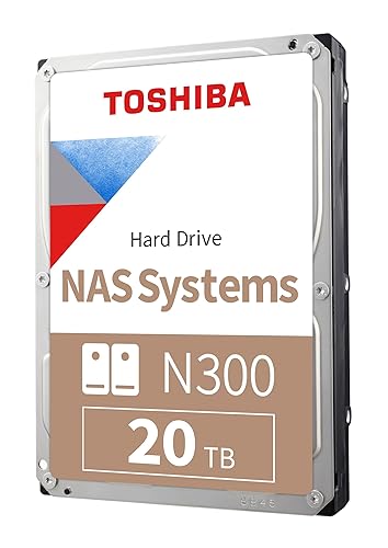 Toshiba N300 20TB NAS 3.5-Inch Internal Hard Drive - CMR SATA 6 GB/s 7200 RPM 512 MB Cache - HDWG62AXZSTA