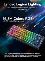 Lenovo Legion K510 Mini Pro Wired Mechanical Gaming Keyboard - 75% Compact Design, RGB Illumination, Hot-Swappable Mechanical Switches, Programable Keys
