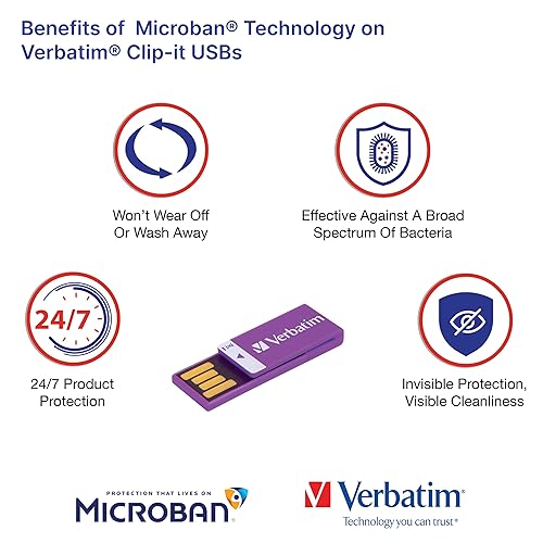 Verbatim 16GB Clip-it USB Flash Drive - Violet Violet 16GB