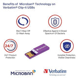 Verbatim 16GB Clip-it USB Flash Drive - Violet Violet 16GB