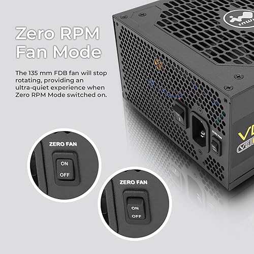 InWin VE85, 850 Watts Gaming PC Power Supply, ATX 3.0/PCI-E 5.0 True 450W 12VHPWR Connector, NVIDIA RTX 40 Series Ready, 80 Plus Gold, Zero Fan Mode, Fully Modular, 5 Year Warranty – Black