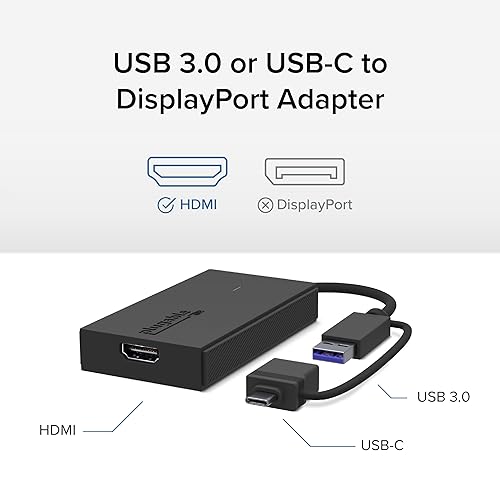 Plugable USB C to HDMI Adapter, Universal Video Graphics Adapter for USB 3.0 and USB-C Macs and Windows, Extend an HDMI Monitor up to 1080p@60Hz
