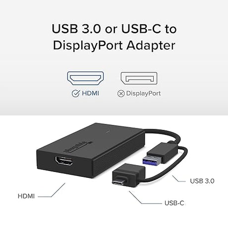 Plugable USB C to HDMI Adapter, Universal Video Graphics Adapter for USB 3.0 and USB-C Macs and Windows, Extend an HDMI Monitor up to 1080p@60Hz