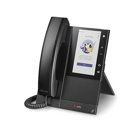 Poly CCX 505 Teams Edition Phone with Handset (Polycom) - Wi-Fi Enabled - Acoustic Fence & NoiseBlockAI Technologies - 5 LCDDisplay - Integrated BT & USB Headset Ports-Works w/Teams (Certified)&More