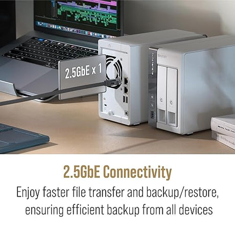 QNAP TS-216G-US - The Most Affordable 2-Bay 2.5GbE Desktop NAS, Equipped with ARM Cortex-A55 Quad-Core CPU, Built-in NPU and 4GB DDR4 RAM (Diskless)