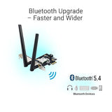 ASUS BE6500 Tri Band PCI-E WiFi 7 (802.11be). Bluetooth 5.4, WPA3 Network Security, OFDMA and MU-MIMO, Multi-Link Operation