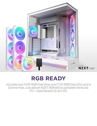 NZXT H9 Flow RGB+ (2025) Dual-Chamber Mid-Tower Case w/RGB Fans & Controller - All White