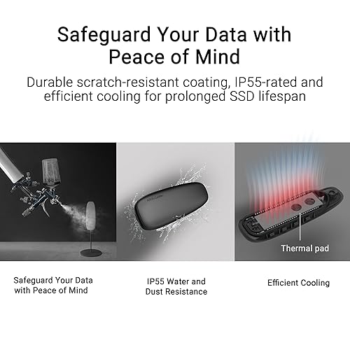 ASUS Cobble Portable M.2 NVMe® PCIe® SSD Enclosure, USB-C® 3.2 Gen 2x1, up to 10 Gbps Transfer speeds, IP55 Water and Dust-Resistance, Thermal pad, Windows 11 and macOS Support