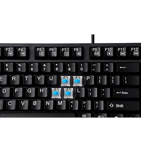 Adesso AKB-670UB Mechanical Keyboard with Copilot AI Hotkey - Blue Switch, Multi-OS Compatible | Enhanced Productivity with Tactile Feel and Multimedia Keys
