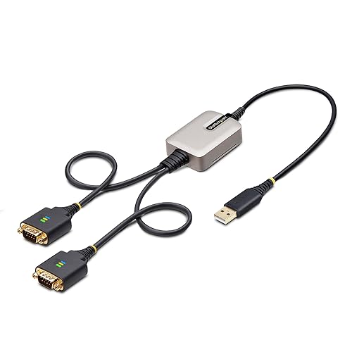 StarTech.com 2ft (60cm) 2-Port USB to Serial Adapter Cable, COM Retention, FTDI, USB to DB9 RS232, Changeable DB9 Screws/Nuts 2ft/60cm 2-Port Straight Pass Through