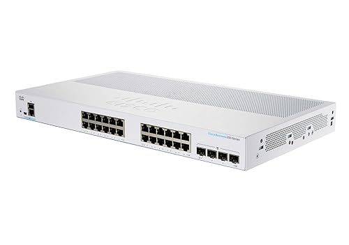 Cisco Business CBS250-24T-4G Smart Switch | 24 Port GE | 4x1G SFP | Limited Lifetime Protection (CBS250-24T-4G) (CBS250-24T-4G-NA) 24-port GE / 4 x GE uplinks