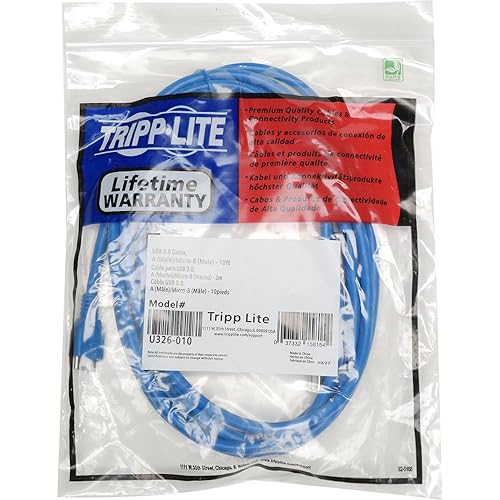 Tripp Lite U326-010 10 -Feet USB 3.0 Super Speed 5Gbps A to Micro B Device Cable (Blue) 10 feet