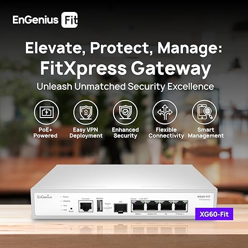 EnGenius FitXpress Managed Gateway XG60-FIT Dual-Core 2.1 GHz with Dual-WAN GbE, Dual-LAN GbE, USB 3.0, and 1 SFP