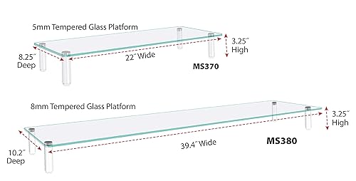 Kantek Extra-Wide Glass Monitor Riser, 3.25 X 10.2 X 39.4, Clear (MS380) Extra Wide Double Monitor Stand