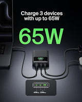 Belkin Portable Charger, 3-Port Laptop Power Bank 20000 mAh - USB-C & USB-A Ports, 65W iPhone Charger Fast Charging - MacBook, Apple iPhone 17, iPad, Samsung Galaxy S25, Nintendo Switch 2, etc - Black New Gen